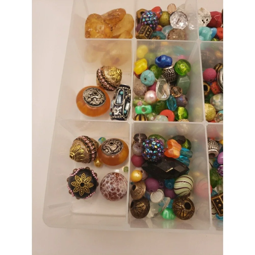 Assorted Jewelry Bead Lot Over 2lb Bulk Crafting Supplies Multicolor Mix